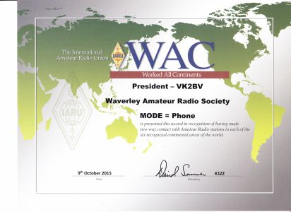 IARU Worked All Continents Award - Phone